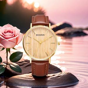 Montres de luxe pour hommes en acier inoxydable, montres classiques en bois à quartz pour hommes, vente chaude - Product Image 1