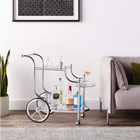 Luxe or argent métal verre thé vin nourriture restauration boissons servant chariot bar chariot pour hôtel restaurant fête de mariage