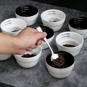 Tazas y Cuencos de Porcelana Blancos y Negros de 200 ml, Aptos para Lavavajillas, Reutilizables, para Degustación de Café - Product Image 3