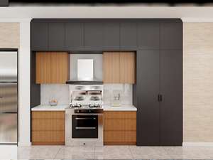 Armoires modulaires personnalisables modernes, contreplaqué, motif marbre, plan de travail, évier, accessoires de cuisine propres et lumineux - Product Image 2