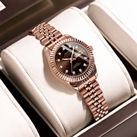 Montre-bracelet à quartz de luxe 2697 avec cadran personnalisé, aiguilles en verre, diamants côtelés, étanche, bracelet en acier inoxydable, tendance