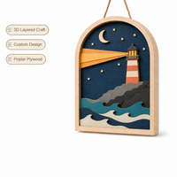 Plaque personnalisée en contreplaqué peuplier découpée au laser, motif phare et océan nocturne, pour la vente en gros, décoration côtière, cadeau, conforme CPSC, prête pour l'enregistrement EFiling, DDP
