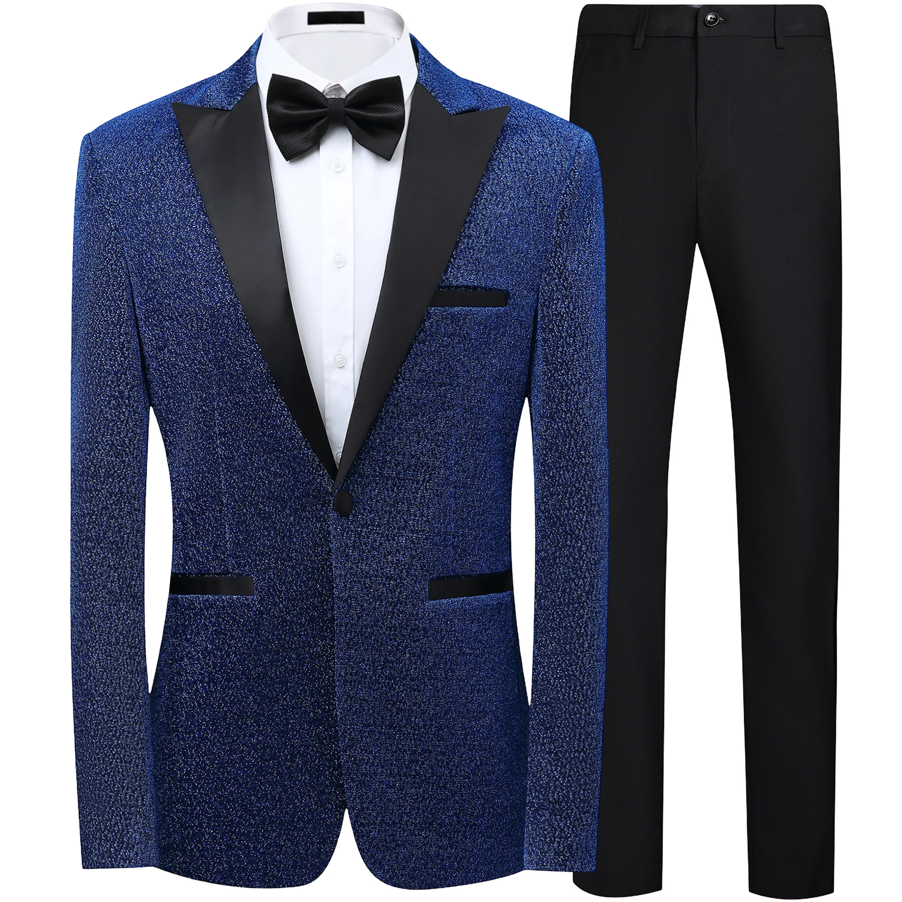 Blue Top Black Pants