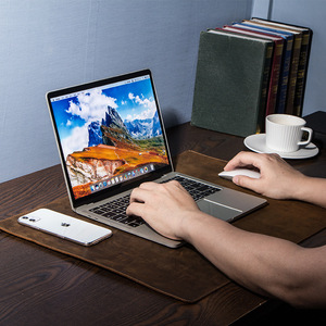 Retro Crazy Horse Leather Mouse Pad Large Comfortable Insulated and Stain Proof Office <b>Computer</b> <b>Desk</b> Mat Customizable - Product Image 2