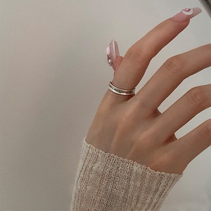 S925 Sterling <b>Silver</b> Letter <b>Ring</b> Women Adjustable Index Finger Gift Jewelry Simple Versatile Design - Product Image 3