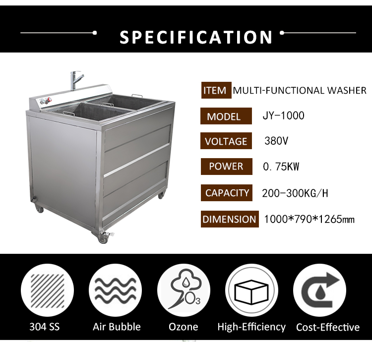 JY-1000 Air bubbles fruit and vegetable washing cleaning machine for restaurant