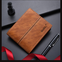 Dompet pendek pria kustom dompet bisnis sederhana modis lembut kulit pria muda
