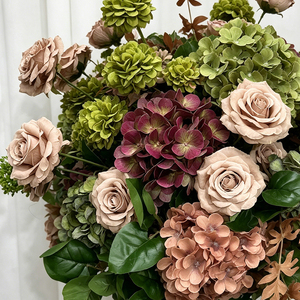 Promise <b>Artificial</b> <b>Flower</b> Arrangement Mixed Roses Hydrangeas Classic Wedding Decor Reusable Handmade Silk Realistic Waterproof - Product Image 4