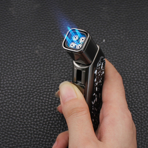 Jobon ZB665 Moderne Quatre Feu Jet Flamme Métal Ceinture Cigare Diamant Coupe-Vent Briquet <span class=keywords><strong>Butane</strong></span> Carburant En Gros - Product Image 5