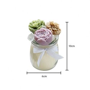 Bougie parfumée artisanale en cire de soja en pot de verre avec ruban, décoration de mariage, décoration de la maison, bougie artistique - Product Image 3