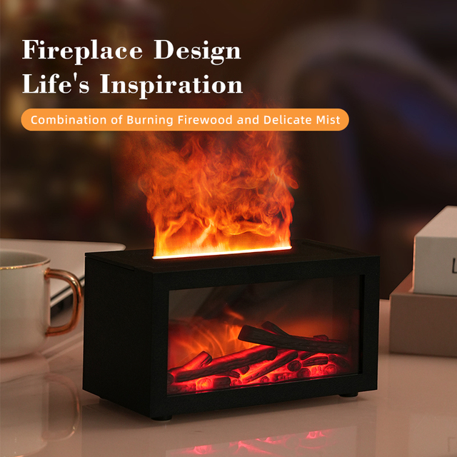 Electric Fireplace Flam Aroma Diffusers Usb Chargeable Essential Scent Remote Contral Fireplace Diffuser