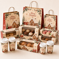 Boîte de pâtisserie de Noël personnalisée avec fenêtre pour biscuits, gâteaux, cupcakes, desserts, vente en gros pour les fêtes