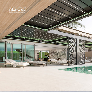 AlunoTec pergo-lite <span class=keywords><strong>Metal</strong></span> gölge elektrikli su geçirmez bahçe alüminyum <span class=keywords><strong>Gazebo</strong></span> motorlu açık Pergola biyoiklim çatı sistemi - Product Image 6