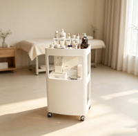 Chariot de Salon Élégant Haut de Gamme et Étagère de Traitement Spa avec Lits de Massage pour Utilisation en Spa, Salon de Coiffure et Bien-être