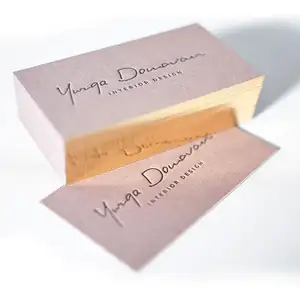 Custom color luxury gold foil recycled paper embossed business visiting card printing with golden border/edge