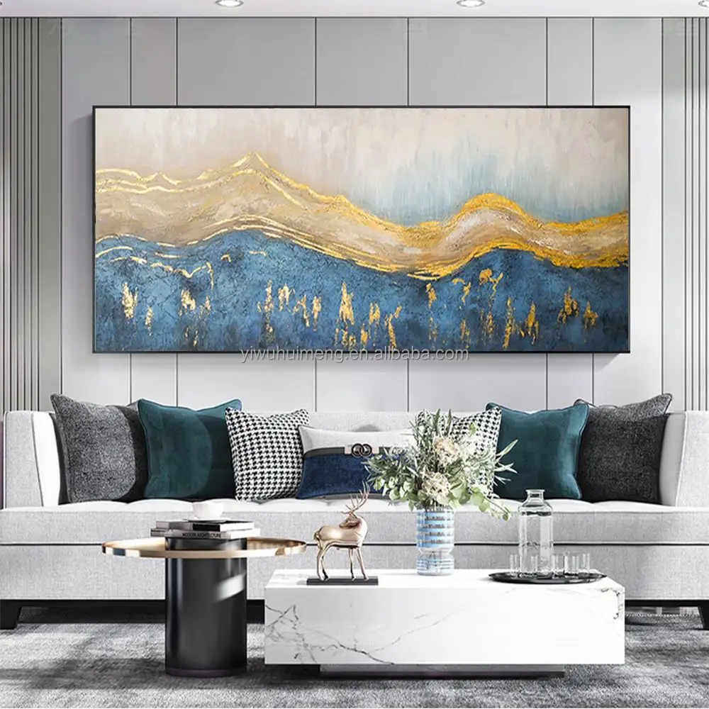New Gold Handmade Scenery Pictures Home Living Room Bedroom Landscape Decoration canvas handmade oil painting canvas abstract