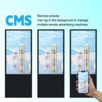 Pantalla Publicitaria LCD Portátil USB, Panel de Menú Digital para Restaurante, Tablero de Menú Digital Móvil con Ruedas, Pantalla para Pub