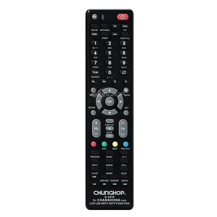 E-C910 for Fixed <strong>Code</strong> Plastic Universal <strong>Remote</strong> for <strong>Changhong</strong> Smart <strong>TV</strong> LCD LED HD Replacement with 63 Buttons Home Use