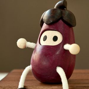 Wooden Eggplant <b>Man</b> Figurine Solid Wood Carving Home Office Desk Ornament Creative Gift Plant Shape Irregular - Product Image 4