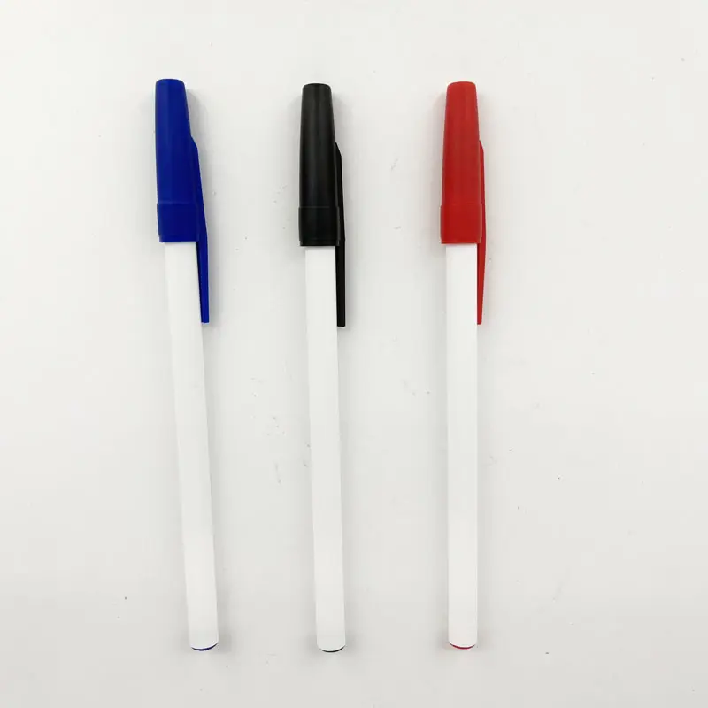 Wholesale Hotel Simple Black Blue Red Plastic Ball Point Ink Pen 1.0 Solid Barrel Plastic Ball Pen