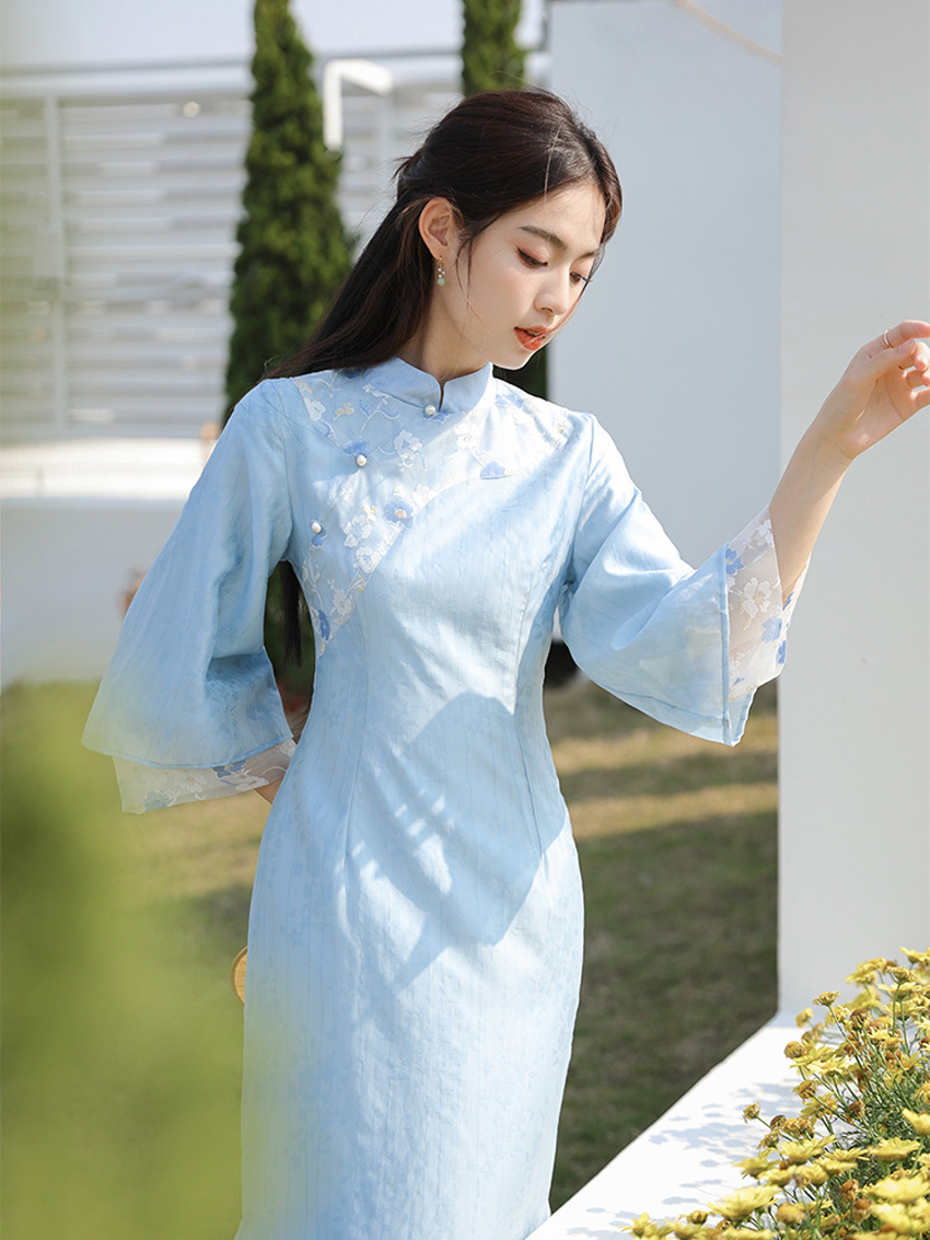 Plus Size Women Autumn Improved Version Cheongsam Blue Ancient Style  Traditional Chinese Style Dress Qipao Factory for Women| Alibaba.com