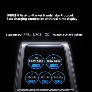 Chargeur GaN UGREEN 160W à charge rapide PD3.1, chargeur de téléphone à cinq ports <span class=keywords><strong>USB</strong></span>-<span class=keywords><strong>C</strong></span>/A, <span class=keywords><strong>adaptateur</strong></span> secteur intelligent avec écran AI pour iPhone et ordinateurs portables - Product Image 4