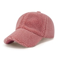 Gorra de béisbol de 6 paneles de felpa de lana de cordero cálida de invierno OEM, gorra de lana sólida ajustable Sin estructura, Gorras para viajes al aire libre