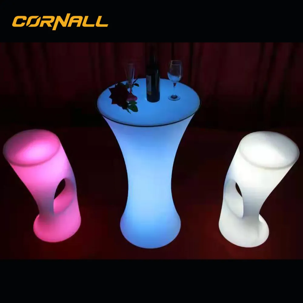 Glowing LED Light Furniture Light up Cocktail Table and Chairs Illuminated Waterproof LED Bar Table led furniture