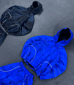 US Free Tax Custom Lightweight Jogger Nylon Set 3m Reflective Zip up Hoodie and Nylon Track Pants Windbreaker Outdoors Tracksuit - Product Image 3