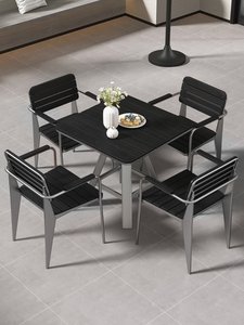 Conjunto de Mesa y Sillas Largas de <span class=keywords><strong>Bambú</strong></span> NF para Cafetería al Aire Libre con Estructura Metálica para Restaurante, <span class=keywords><strong>Terraza</strong></span>, Izakaya, Barbacoa - Product Image 3