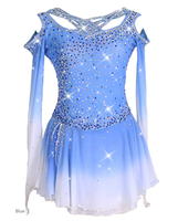 Haute qualité en gros vêtements de danse Costume à manches longues justaucorps paillettes strass femmes patinage artistique robes de danse enfants