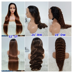 Perruques en cheveux vierges bruts Letsfly, couleur brun chocolat, perruques frontales en dentelle 13x4, densité 200%, 18-32 pouces, cheveux humains 100%, 10A - Product Image 3