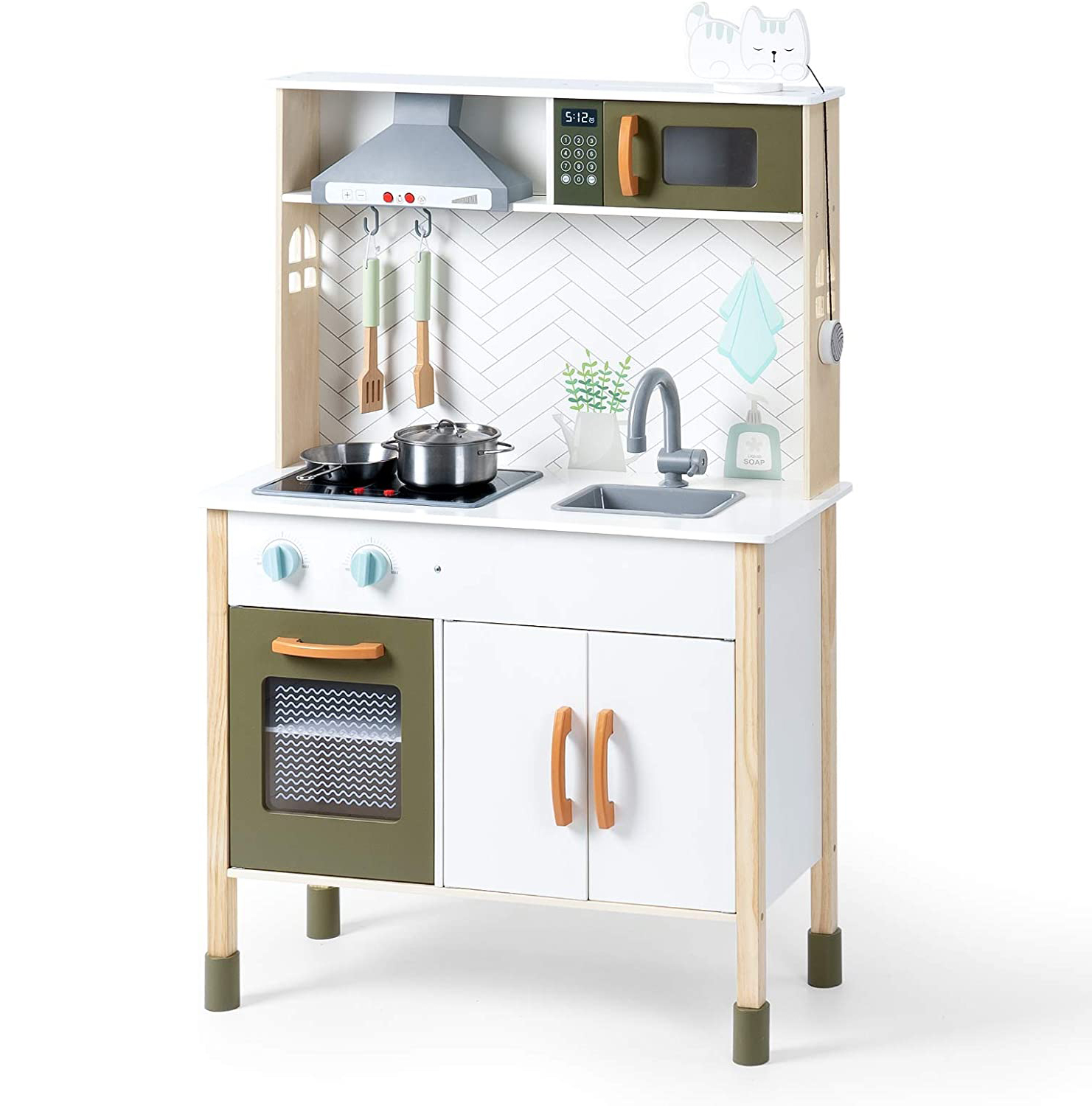 Детский комплект для ролевых игр, деревянные кухонные игрушки для малышей