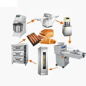 Bread Baking Auto Production Line Professional Dough Mixer Divider Proofer Roller Oven Machine