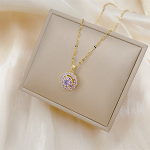 Collar con Colgante de Diamante Blanco en Acero Inoxidable para Mujer, Cadena de Eslabones Moderna, Joyería Femenina, Collares, Joyas, Bisutería - Product Image 5