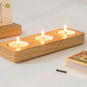 Porte-bougie décoratif en bois rustique pour bougies chauffe-plat - Product Image 1