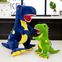 Boneka Dinosaurus Tiruan Bermotif Titik Biru Tyrannosaurus Rex Mainan Plush Ukuran Besar Bantal Lempar Kartun