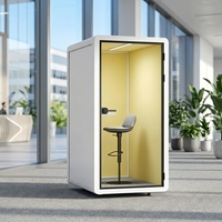 Bureau Pod Autonome Moderne et Durable avec Verre Trempé, Aluminium, Isolation Phonique et Éclairage LED – Idéal pour la Maison et l'Hôtel