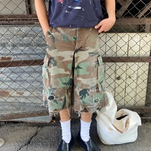 Shorts cargo camouflage surdimensionnés unisexe Qianshi de luxe pour homme, en jean 3/4, style baggy, pour l'été, shorts de créateur personnalisés - Product Image 4