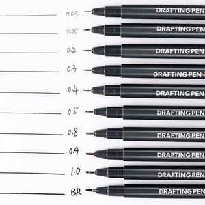 Juego de 11 Bolígrafos Manga con Puntas Finas, Tinta Negra, para Dibujo, Caligrafía, Bocetos y Delineado - Product Image 3