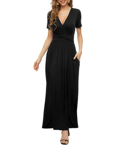 Robe d'été décontractée à imprimé tortue hawaïenne tropicale en bambou, col en V, enveloppe, manches courtes, poche - Product Image 6