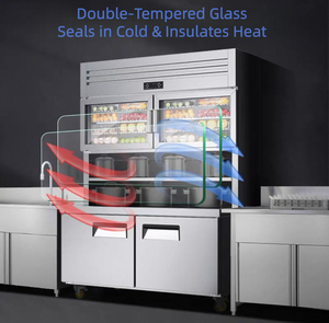 Refrigerador <span class=keywords><strong>de</strong></span> Exhibición <span class=keywords><strong>de</strong></span> Doble Temperatura Montado en Pared, Combinación <span class=keywords><strong>de</strong></span> Refrigerador Superior y <span class=keywords><strong>Congelador</strong></span> Inferior, Refrigerador Comercial Tipo Gabinete Superior - Product Image 3