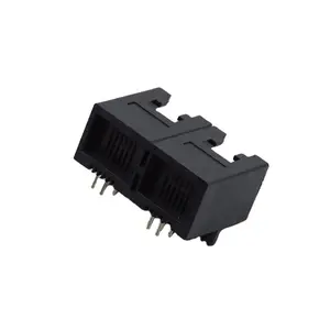 Conector modular de 2 puertos, conector ethernet rj45, 6p4c, hecho en China