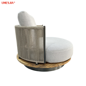 Poltrona luce diurna mobili da esterno in Teak Base lo schienale presenta corde intrecciate e può ruotare - Product Image 2