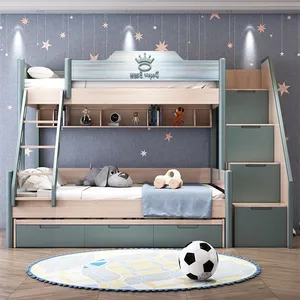 북유럽 어린이 침대와 낮은 2 층 조합 침대 간단한 단단한 나무 현대 엄마와 아기 침대