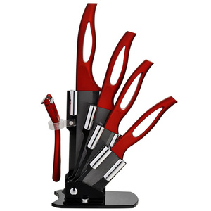 Nuovo Design, Set di 5 <span class=keywords><strong>Coltelli</strong></span> <span class=keywords><strong>in</strong></span> <span class=keywords><strong>Ceramica</strong></span> con Pelapatate per Cucina e Uso Domestico, con Blocco <span class=keywords><strong>in</strong></span> Acrilico - Product Image 1