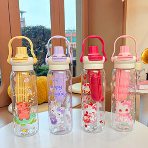 Bouteille d'<span class=keywords><strong>eau</strong></span> en plastique réutilisable de 780 ml grande capacité pour enfants, sans BPA, avec paille/infuseur, motif personnage de dessin animé - Product Image 1