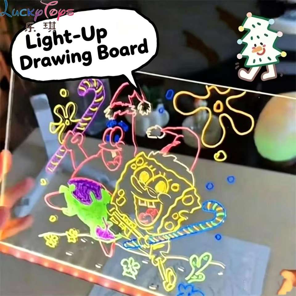 Luminous Fluorescent Drawing Board DIY Plug-In Learning Acrylic Display ...
