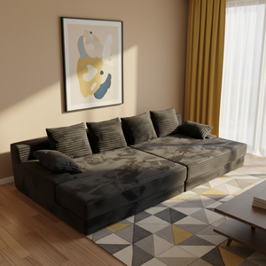 Canapé modulaire sectionnel à trois places avec dossier inclinable, garni d'éponge, compressé et emballé sous vide, pour salon d'appartement - Product Image 1