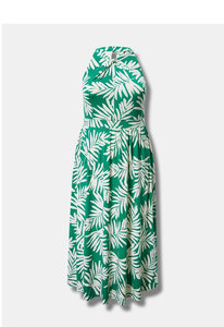 Vestido Maxi sin Mangas Estilo Francés para Mujer de Talla Grande con Cuello Halter y Estampado de Hojas Verdes - Elegante para <span class=keywords><strong>Chicas</strong></span> Curvilíneas - Product Image 4